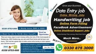Hand Writing Assignment work, Data Entry or Typing Work Daily Availabl