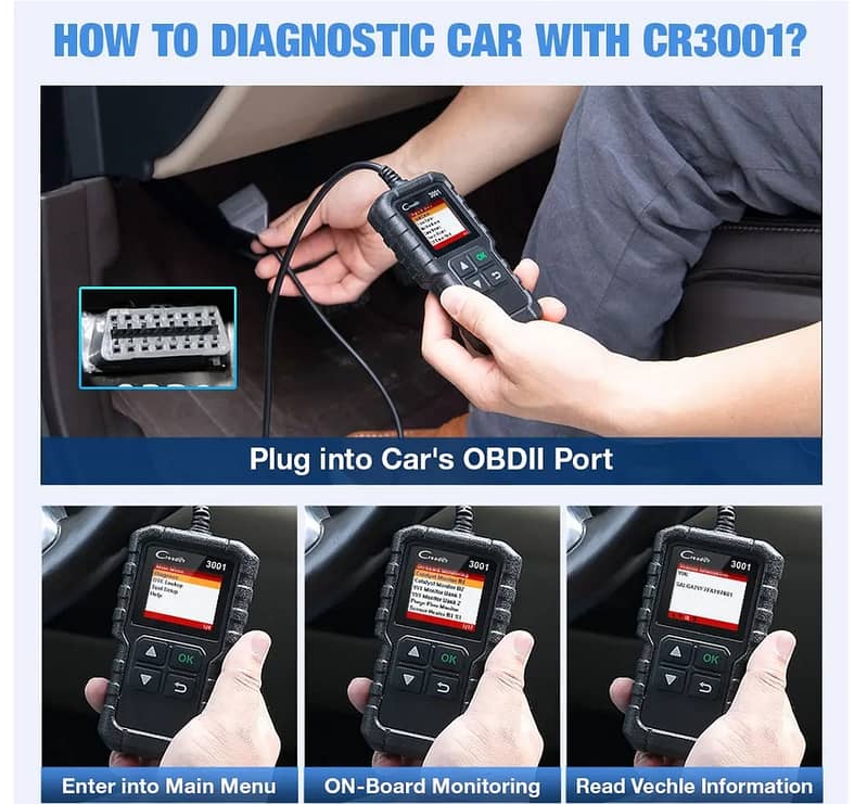 LAUNCH OBD2 Scanner Check Engine Code Reader Diagnostic Tool Display 7