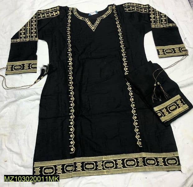 2pce woman Stitched Linen Embroidered Suit 1