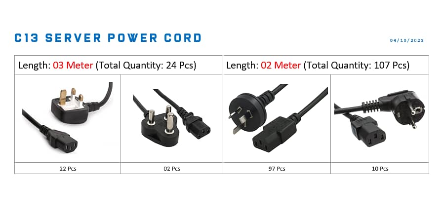 Power Cords, Server Power Cables, Extension Cables C13 C14 C19 C20 1