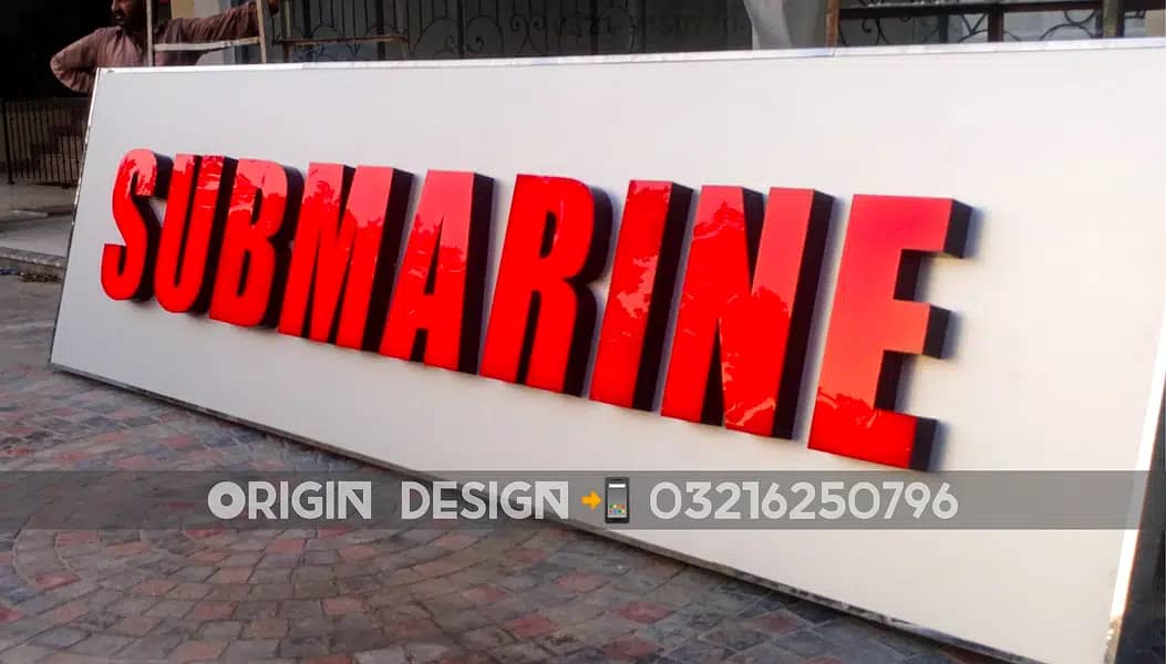 Professional 3D LED Sign Board Shop Acrylic Neon Metal Singboards 3