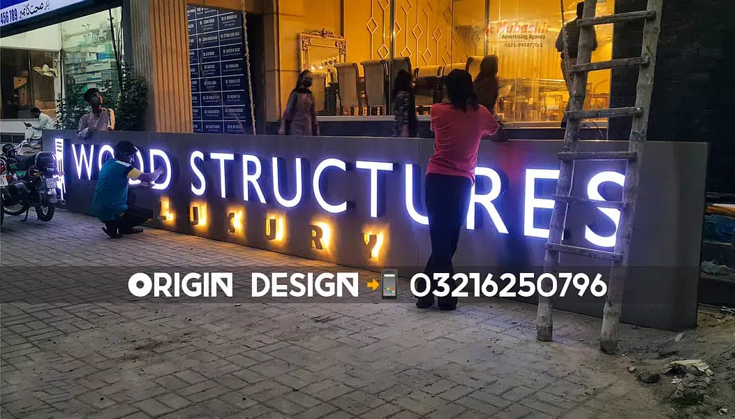 Professional 3D LED Sign Board Shop Acrylic Neon Metal Singboards 16