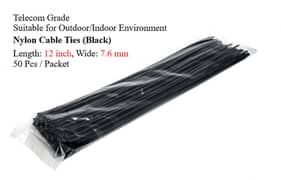 Cable Ties (PVC/Nylon) 12 inch x 7.6mm Black 0