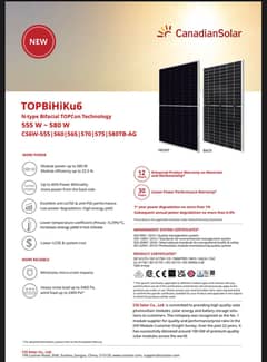 Solar panel Canadian Ntype Bifacail 580   47 watt topbihiku6 0