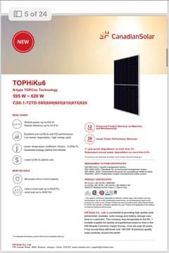 Solar panel Canadian N type topcon 605 43.5 watt panel 0