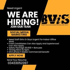 We are hiring fresh and Experienced Candidate