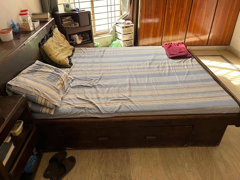 Queen Size Bed With Side Tables - Without Mattress. 1