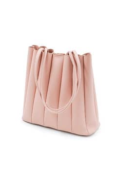 Pleated Tote Bag-Salmon Pink