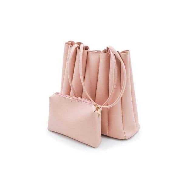 Pleated Tote Bag-Salmon Pink 1