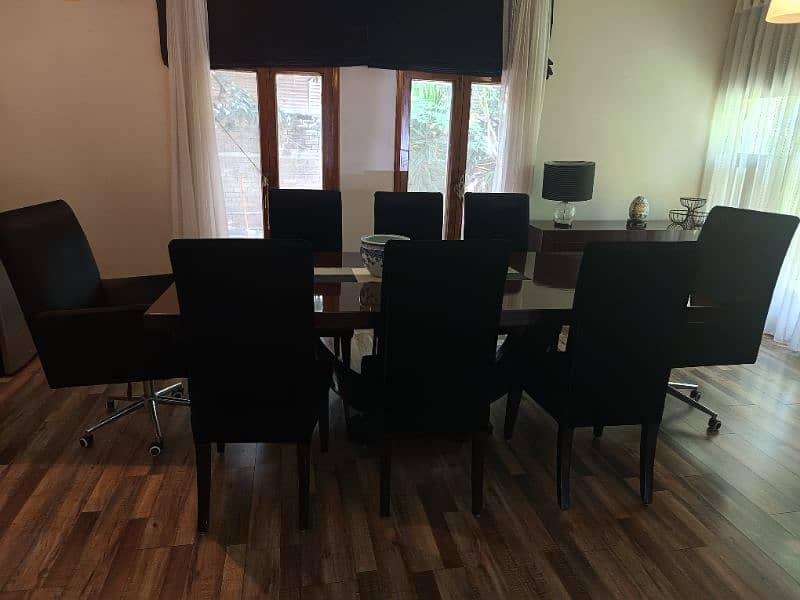 dining table with chairs and cupboard. 2