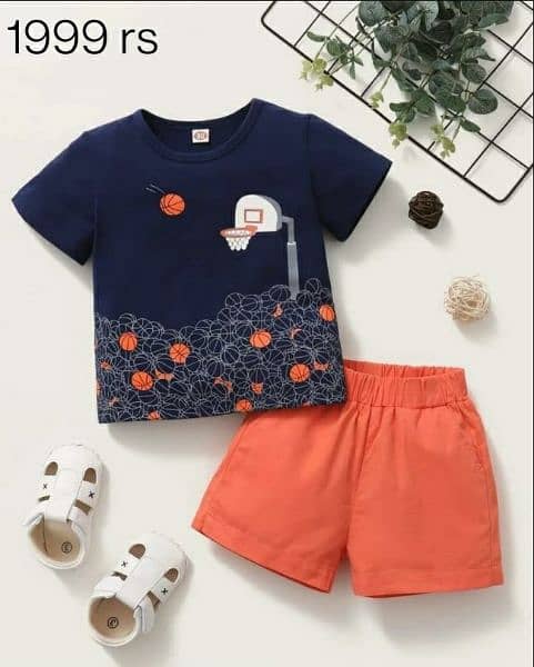 2 PCs cotton. stichted t shirt and shorts for kids . . . New Design  2