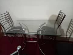 Glass dining with 4 chairs