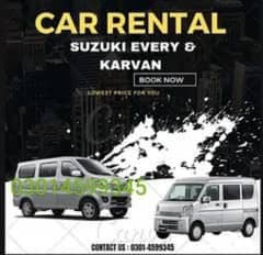 RENT A CAR+Suzuki Every+Karvan for rent   24/7 Available 0301-4599345 0