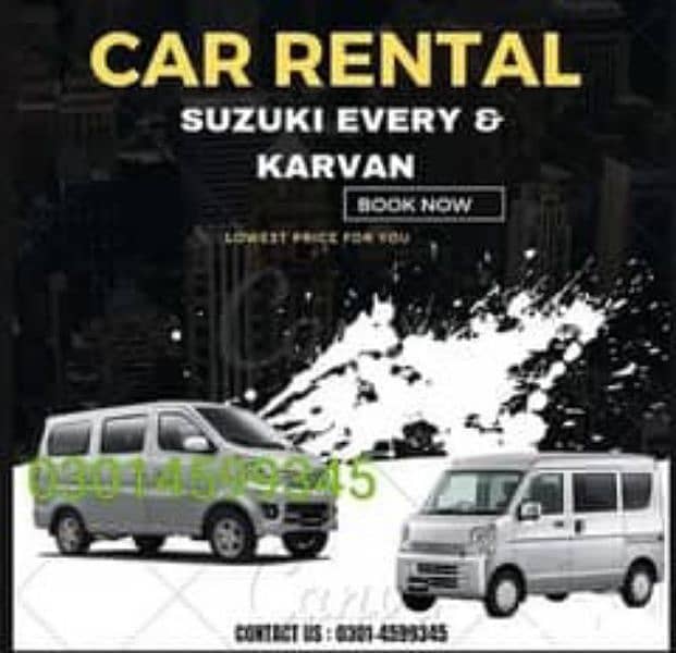 RENT A CAR+Suzuki Every+Karvan for rent   24/7 Available /Rent a Bolan 1