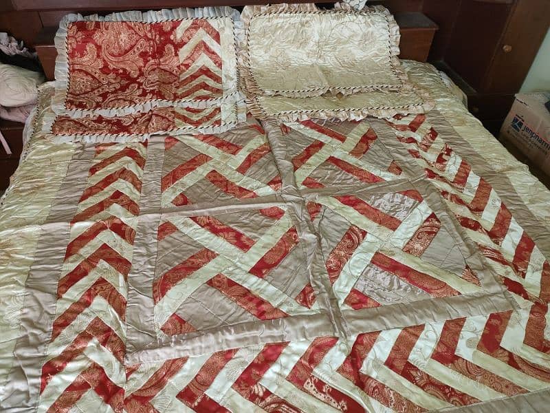 handmade bridal bedsheet with smoking and patch work design 2