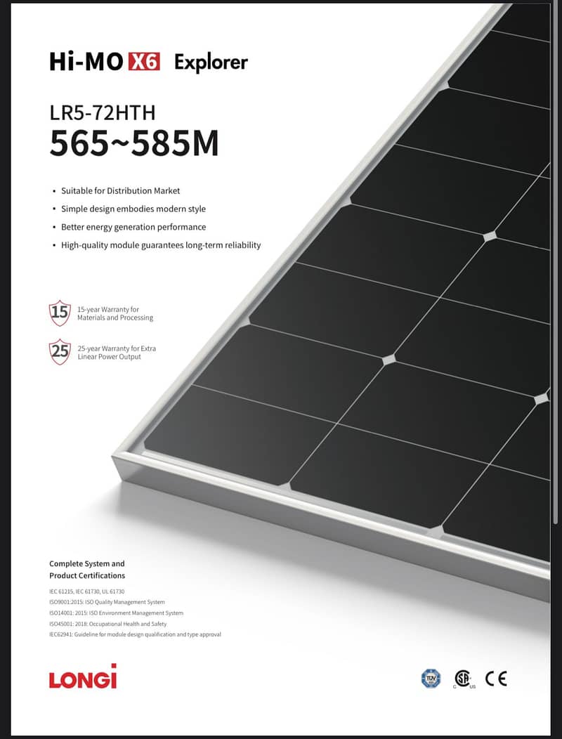 Solar panel Longi 585  42 watt explorer series 0