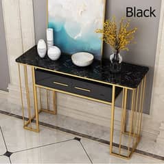 Modern Console Table Metal Frame Marble effect Top Enterywall Table