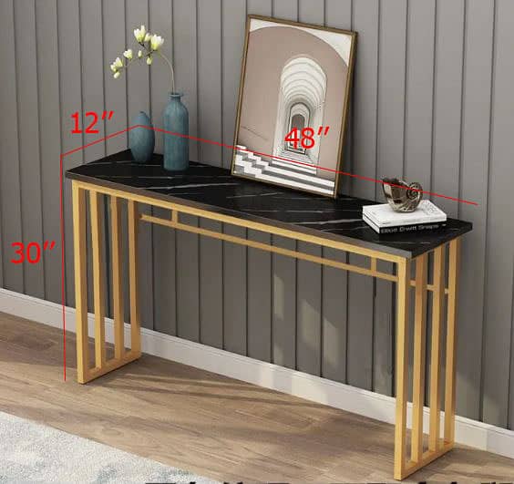 Modern Console Table Metal Frame Marble effect Top Enterywall Table 5