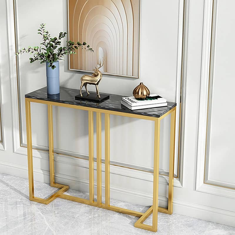 Modern Console Table Metal Frame Marble effect Top Enterywall Table 7