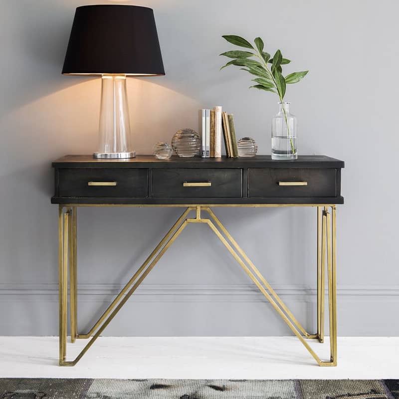 Modern Console Table Metal Frame Marble effect Top Enterywall Table 15