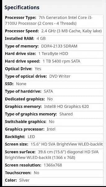 HP Gen Ci3 04GB DDR4 1TB HDD 15.6" HD LED 720p DOS (Natural Silver] 2