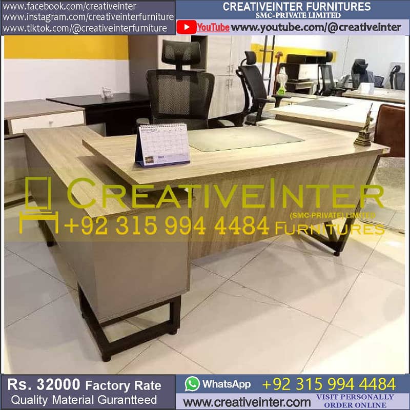 Executive Office Table CEO Manager Desk Study Laptop Chair Workstation 11