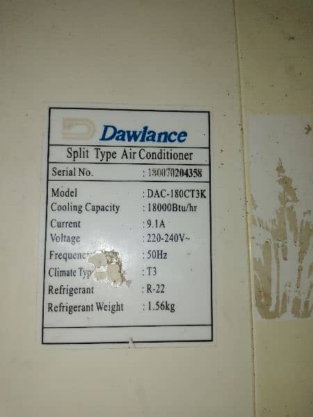 Dawlance only indoor remote or indoor only no leaking no repair 3