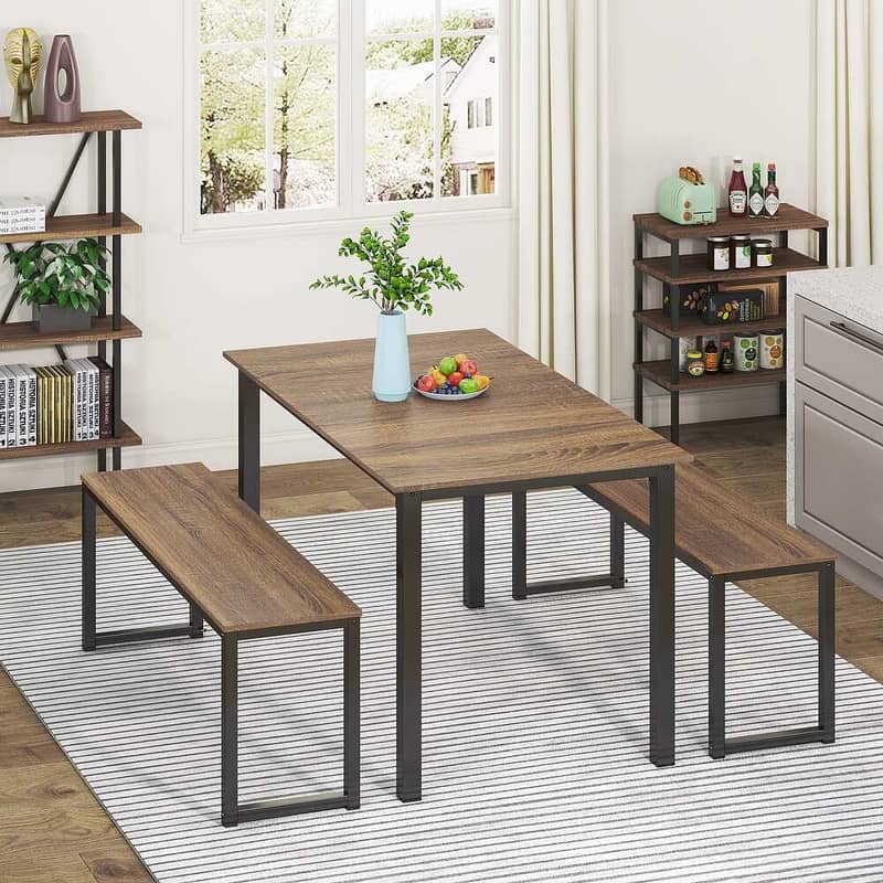 New Modern Metal Frame Table With Stools, Dining Table kitchen Table 3