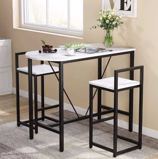New Modern Metal Frame Table With Stools, Dining Table kitchen Table 5