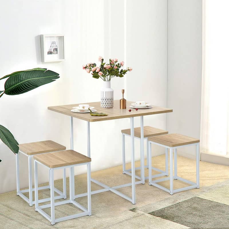 New Modern Metal Frame Table With Stools, Dining Table kitchen Table 9