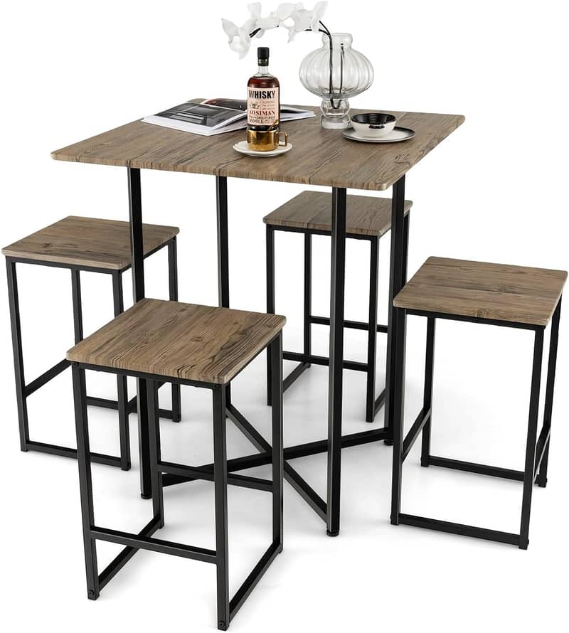 New Modern Metal Frame Table With Stools, Dining Table kitchen Table 10