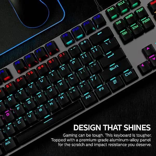 Gaming Keyboard Philips RGB Mechanical Wired Bue Switch SPK8404 1