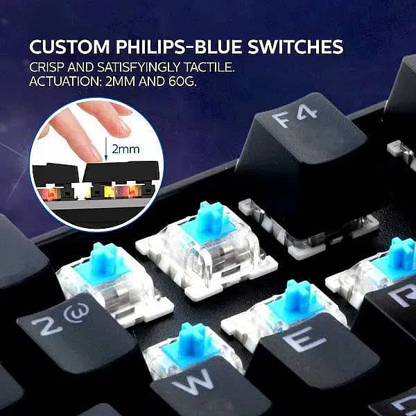 Gaming Keyboard Philips RGB Mechanical Wired Bue Switch SPK8404 2