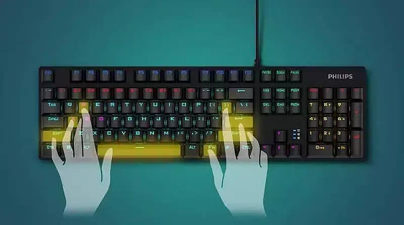 Gaming Keyboard Philips RGB Mechanical Wired Bue Switch SPK8404 3