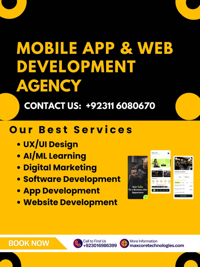 Mobile app , Web design & development WordPress, PHP, Laravel Website 0