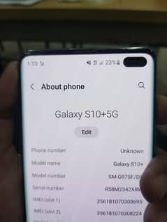 Samsung S10+5g, UAE orginal , Non PTA , No dot