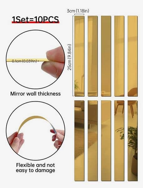 golden mirror acrylic strip ,fancy wall decoration strips 3