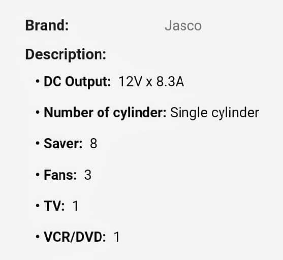 JASCO GENERATOR 1.2 KW MODEL J1900 12