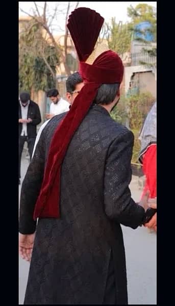 wedding groom Black sherwani with turban by designer 1