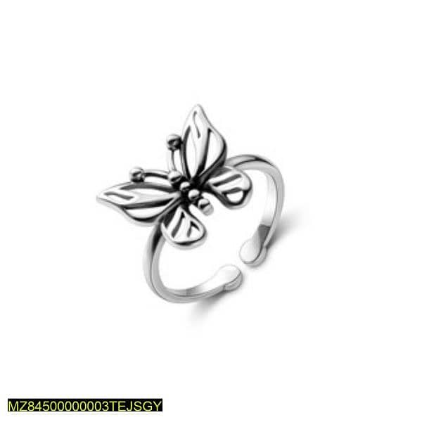 Butterfly Adjustable Silver Rings for Girls 1