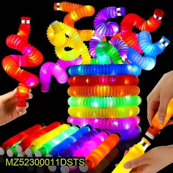 LED Flash Pop tubes sensory toy luminous retractable Glow stick 2