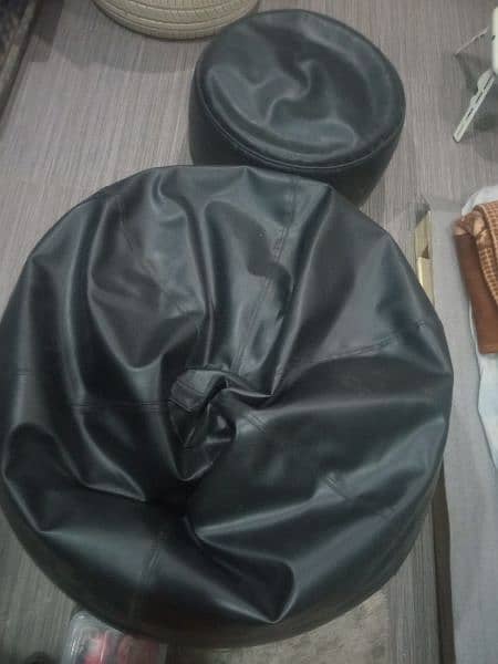 Bean Bag With Stool Leatherite 3