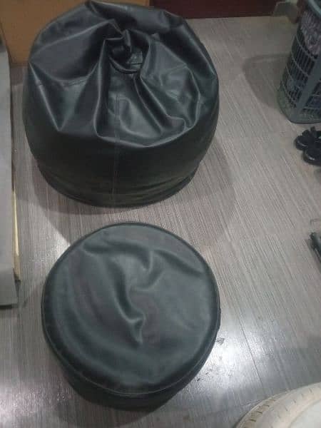 Bean Bag With Stool Leatherite 4