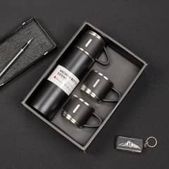 Flask Water Bottle with Cups | Gift Pack Summer Bottles Gift 0