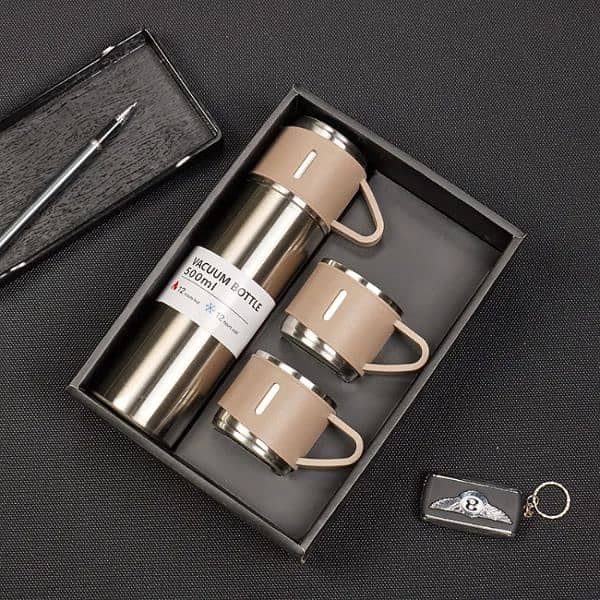 Flask Water Bottle with Cups | Gift Pack Summer Bottles Gift 2