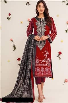3 pic's woman unstitched Viscose Embroidered suit
