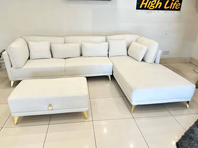 Boucle fabric high quality L shape sofa 3