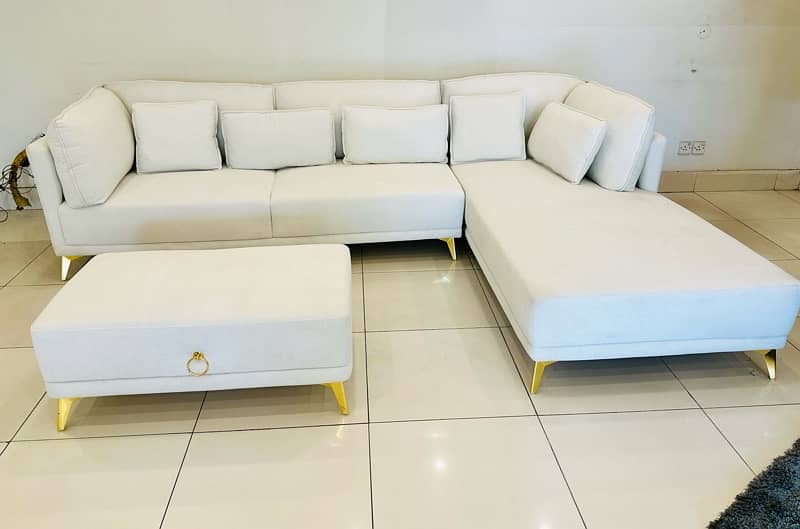 Boucle fabric high quality L shape sofa 4
