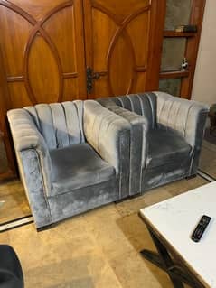 Grey Color Five Seater Sofa Set 0