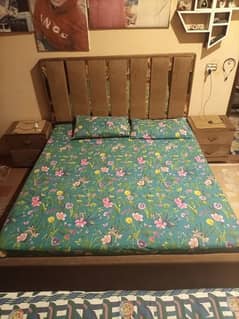 King Size Wooden Bed Set with Dressing, Chairs and Table